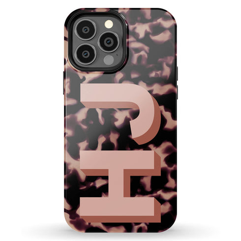 Custom 3D Initials Dark Tort iPhone Case